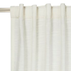 Textured Solid Chenille Light Filtering Single Curtain Panel, Ivory, 50"W x 84"L