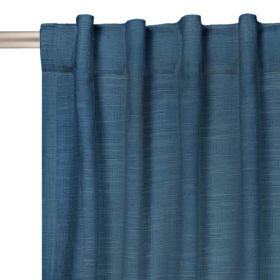Textured Solid Chenille Blackout Single Curtain Panel, Washed Indigo, 50"W x 95"L