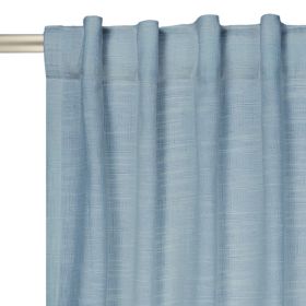 Textured Solid Chenille Blackout Single Curtain Panel, Blue Silver, 50"W x 108"L