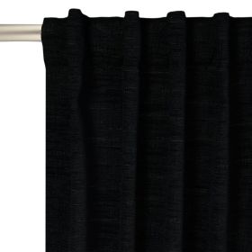 Textured Solid Chenille Light Filtering Single Curtain Panel, Black, 50"W x 84"L