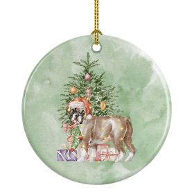 Boxer Puppy #2 Christmas Presents and Tree Ceramic Ornament Christmas Tree Hanging Decorations for Home Christmas Holiday, Party, Gift, 3 in
