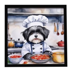 Havanese The Chef Framed Metal Print Bathroom, Kitchen, Office, Home Decor Wall Art Ready to Hang, Square, 8X8